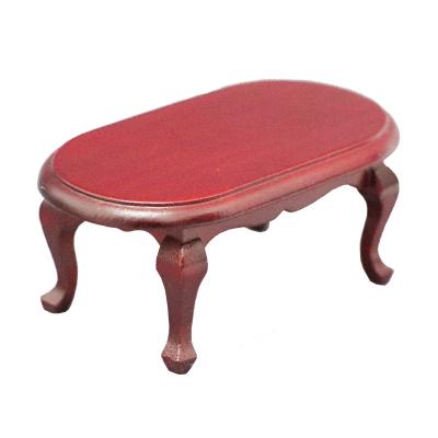 China European retro 1:12 dollhouse furniture model BJD wooden color miniature oval mahogany coffee table for sale