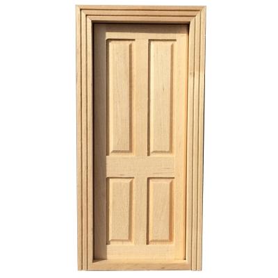 China 1:12 Wooden Door DIY Wooden Miniature Furniture Dollhouse Unfinished Unfinished Wooden 4 Panel Door Unpainted Door for sale