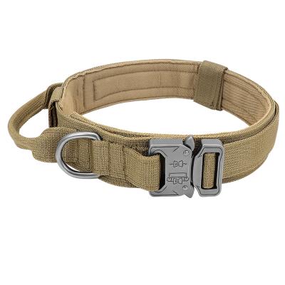 China Quick Release Military Duty Adjustable Dog Nylon Heavy Duty Tactical Dog Collar For Medium Large Dogs for sale