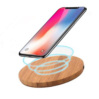 China 10W Mobile Phone Pad Qi Bamboo Wireless Charging Portable Wooden Wireless Charger For iPhone 13 for sale