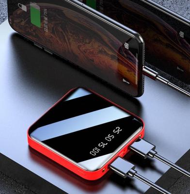 China Micro USB Type Mini Thin Power Bank Portable Mirror LED Smart Phone/Laptop/GPS/MP3/MP4 10000mah Dual C Universal Charging Power Mobile Phone Charger for sale