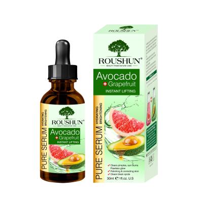 China Skin Revitalizer Roushun Avocado Grapefruit Moisturizer Skin Brightening Hydrating Face Serum for sale