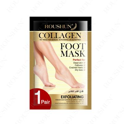 China Remove Thick Roushun Private Label Horny Layers Acceptable Collagen Foot Skin Mask Peeling Nourish Exfoliating Foot Mask for sale