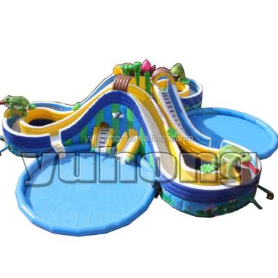 China 0.55mm PVC tarpaulin with tarpauline 0.9mmPVC inflatable water commercial park inflatable mobile water park with slide and pool for sale