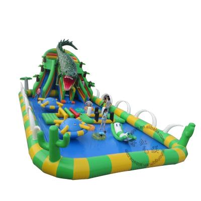 China 0.55mm pvc& Extremely hot 0.9mm pvc inflatable water slide with crocodile water park for sale