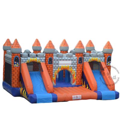 China Popular Orange PVC Inflatable Bouncer Slide Amusement City Game, Inflatable Jumping Castle For Kids for sale