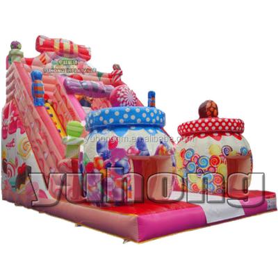 China Colorful Kids Lace Sweet Inflatable Candy House Hansel y Gretel Castle Slide As Your Choice for sale