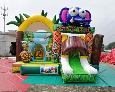 China Safari Park Inflatable Bouncy Castles Digital Printing Combi Slide Bouncer for sale