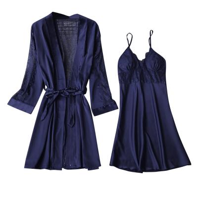 China Lady's Nightgowns Sleepwear Women's Nightgown Long Robe Set Iridescent Two Piece QUICK DRY Women's Nightgown for sale