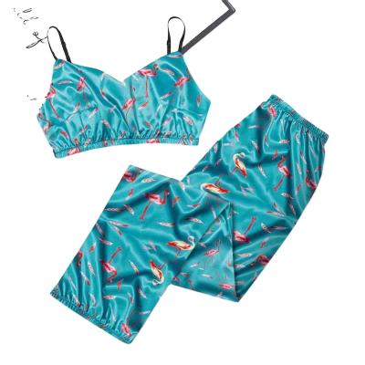 China QUICK DRY new home wear two sets lace up pajamas are stylish and comfortable pants and pajamas in two sets for sale