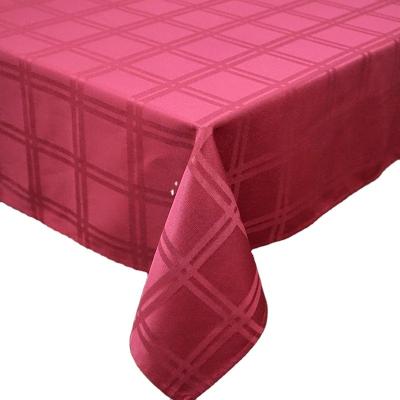 China Wholesale Custom Made Waterproof Plaid Jacquard Polyester Fabric Table Cloth Table Cloth For Home Dining Decorative for sale