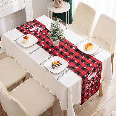 China Waterproof Wholesale Hot Sale Red Christmas Grid Table Runner For Wedding Party Banquet Luxury Home Decorative for sale