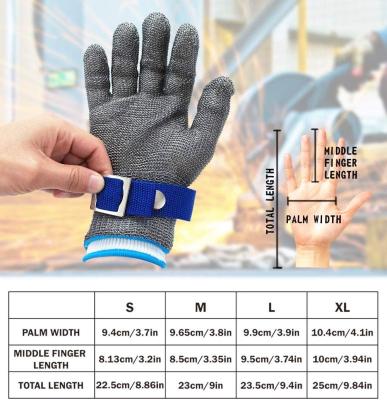 China Het regelbare Manchet sneed Bestand Metaal Mesh Gloves EN420 EN388 Te koop