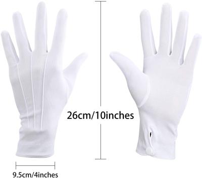 China Tuxedo Guard 100% Cotton Uniform White Parade Gloves 8.1 Inches for sale