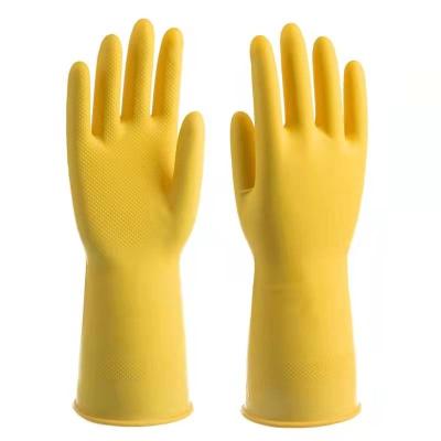 China Flock Lined Oilproof Latex Rubber Gloves Chemical Resistance 22 Inch for sale