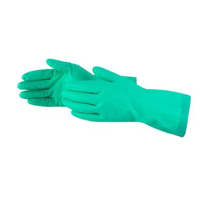 China Diamond Grip Alkali Solvent Nitrile-Grün-chemische beständige Handschuhe 33cm zu verkaufen