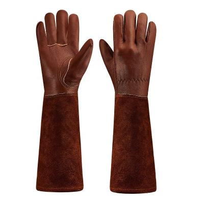 Cina Rose Pruning Goatskin Palm Long collega i guanti con un manicotto di cuoio di giardinaggio Thornproof in vendita