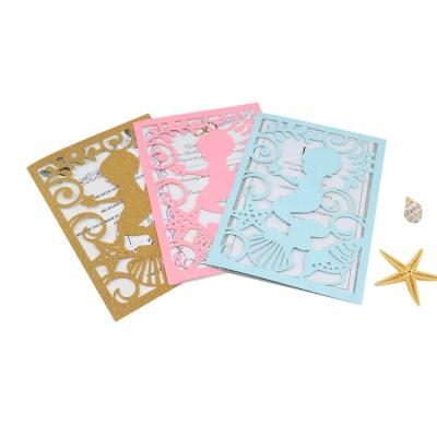 China Sea Theme Paper Laser Cut Baptism Baby Shower Invitation Cards Beach for sale