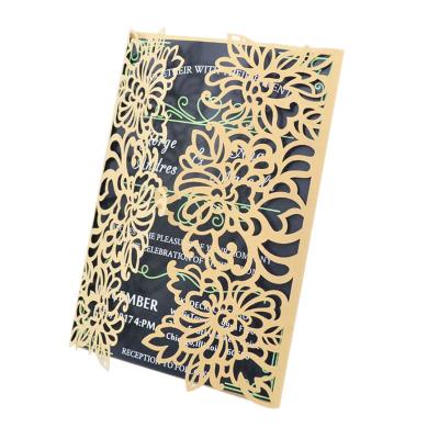 China event & Party Supplies Beautiful Flowers Hot Sale Laser Cut Luxury Nice Design Paper Invitation Cards For Wedding for sale