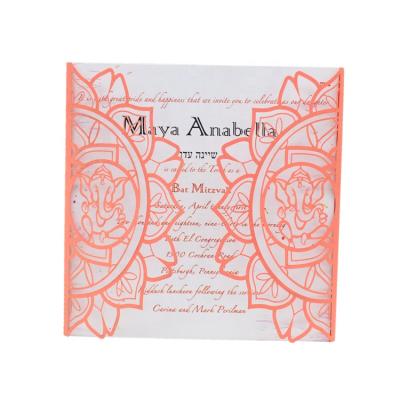 China Unique Ganesha Design Paper Laser Cut Wedding Party Invitation Cards for sale