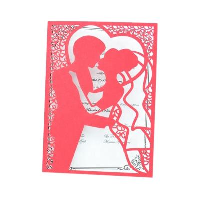 China Red Laser Cut Wedding Invitations Cards Elegant Groom Paper Bride for sale