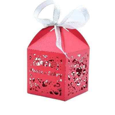 China Love heart paper nikkah favors islamic laser cut wedding gift box with ribbon for sale