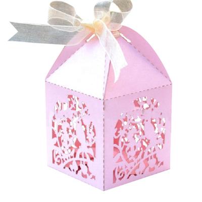 China Handmade Fancy Design Bird Shape Laser Cut Wedding Favor Box Handmade Wedding Souvenirs Door Gift Box for sale