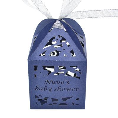 China Handmade Baby Shower Souvenirs Baby Favors Gift Box Laser Cut Chocolate Box Newborn Baby Shower Favors Box for sale