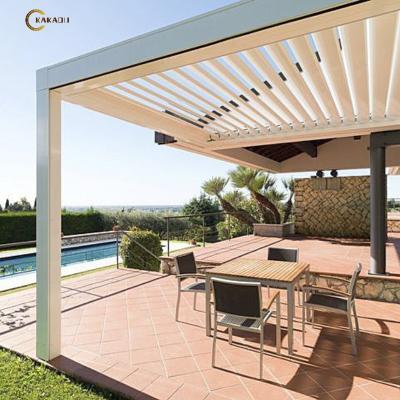 China Outdoor Waterproof Pergola Opening Roof Louver Retractable Aluminium Remote Control Arches Arbours Garden Pergola for sale