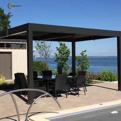 China Customized Aluminum Roof Pergola Motorized Aluminum Pergola  Motorized Louver Shades Pergola for sale