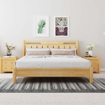 China Detachable Home Bedroom Furniture Double Bed 1.5m/1.8m Modern Simple Pine Wood Wall Frame Set Style Living for sale