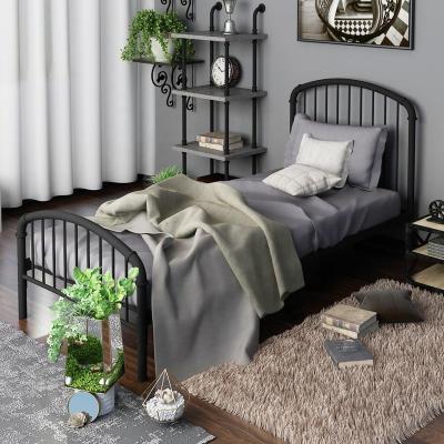 China Stable Simple Steel Wrought Iron Single Bed Metal Bed Designs, Single Size Bedroom Bed Furniture, Single Crib Bed Size for sale