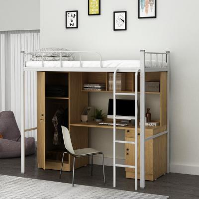 China Modern Design Dormitory School Furniture Modern Design Wooden Metal Slipper High Loft Bunk Bed with Office Wardrobe Customized Loft Bed for Kids for sale