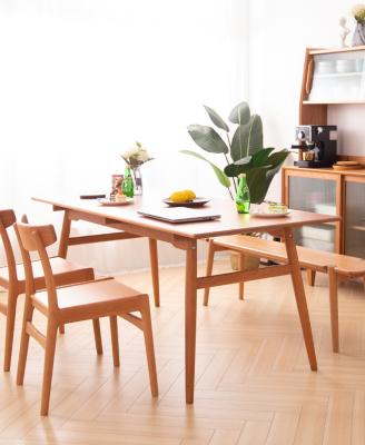 China Modern Assemblable Furniture Cherry Wood Rectangular Wooden Dining Solid Wood Table and Chairs Sets for Dining Room for sale