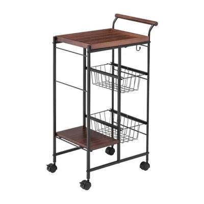 China PANEL Mobile Kitchen Cart With Small Basket Kitchen Carts With Wheels for sale