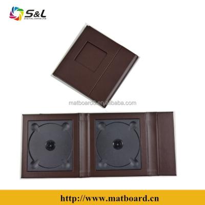 China Leather Cd folio box USB dvd case cover box black wedding Cd dvd cover handcrafted and wedding 2 dvd decoration for sale