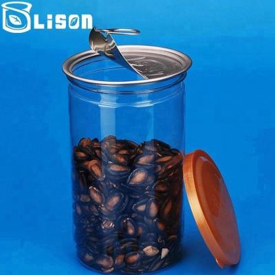 China 2022 New Product Free Sample 750ml Plastic Tea Tin Can With Aluminum Sealed Transparent Lid for sale