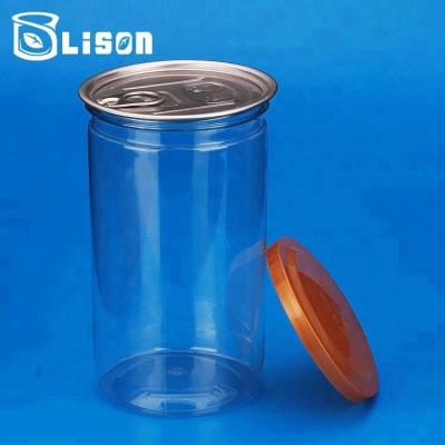 China New Plastic Bean Toss Food Grade Container With Aluminum Lid for sale