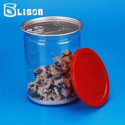 China 2022 Newest Arrival Clear Plastic Round Tea Tin With True Assurance Bean for sale