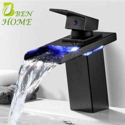 China Thermostatic Brass Black Ignition Faucets Glow Ignition Led Water Shower Faucet for sale