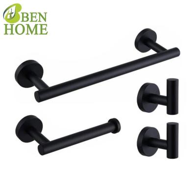 China Thermostatic Faucets Stainless Steel Bathroom Accessories Plate Black 4 PCS Bathroom Accessories Sets for sale