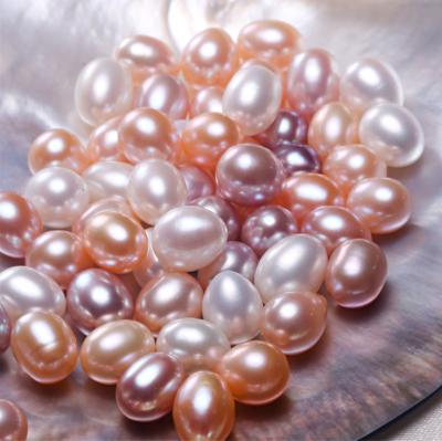 China Freshwater Pearl Without Hole Or Half Drilled Grade 3A 7.5-8mm Rice Tear Drop Oval Shape Real Cultured Freshwater Pearl Loose Half Holes for sale