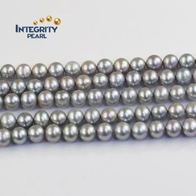 China Wholesale 8mm Silver Gray Pearl Jewelry Decoration Freshwater Off Round AA Freshwater Pearl Strand From China for sale