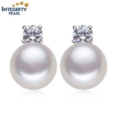 China Wholesale Genuine Women CLASSIC Gift Freshwater Cultured River Pearl Ear Stud Earrings With 925 Sterling Silver for sale