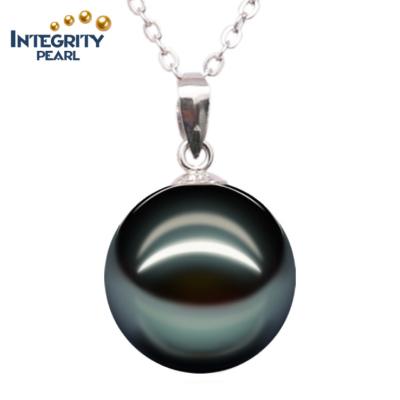 China CLASSIC 9-11mm Grade 3A Peacock Black 18K Gold Pendant Necklace of Pure Natural Tahitian Tahitian Pearl for sale