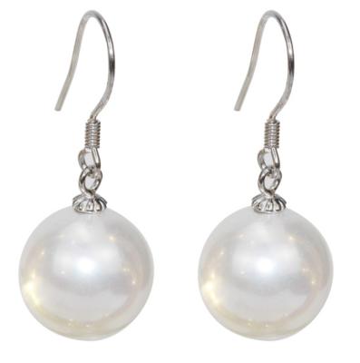 China CLASSIC 925 Sterling Silver Round 10mm Shell Pearl Earring for sale