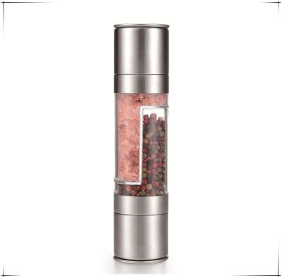 China Hot Selling Viable 2 In1 Adjustable Manual Stainless Steel Salt And Pepper Grinder Dual Use for sale