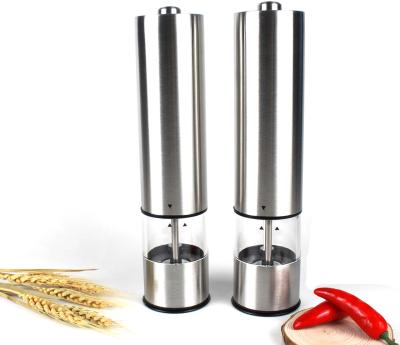 China Viable Battery Operated Steel Pepper Mills Spice Grinder Salt and Pepper Grinder Set Electric Stainless Steel Muller for sale