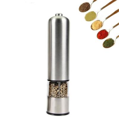 China Sustainable Stainless Steel Salt and Pepper Grinder Battery Electric Salt Pepper Mill with Light for sale