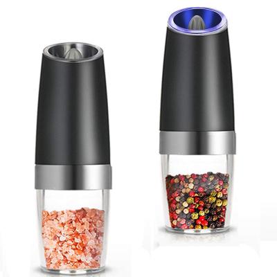 China Sustainable Battery Anti Gravity Spice Salt And Pepper Electric Powered Grinder Set Pepper Mill With LED Light Mills for sale